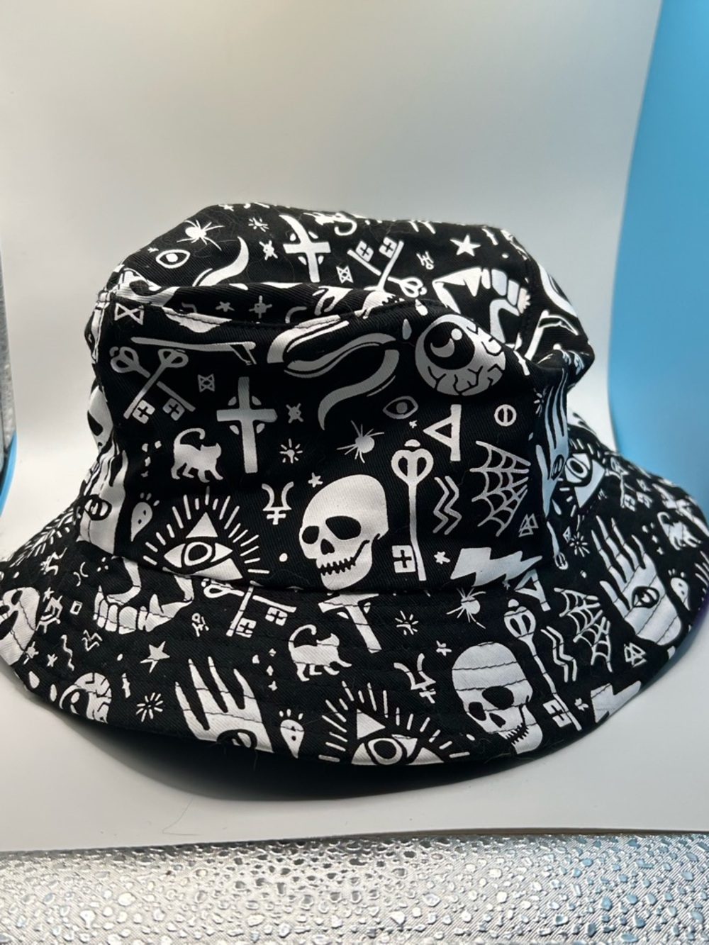 Spencer's Black Bucket Hat with White Label Logo